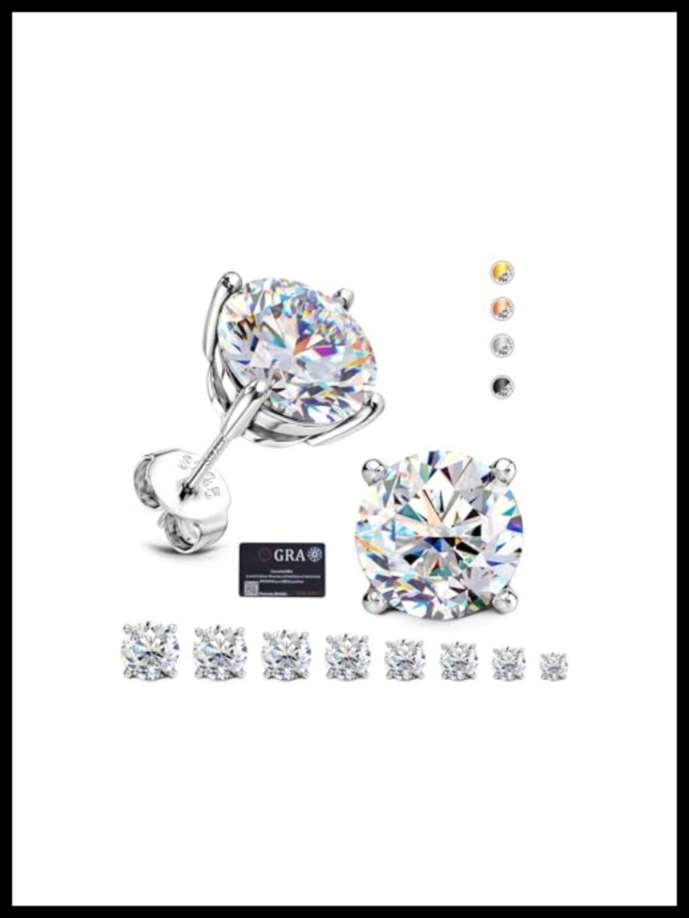 Moissanite Stud Earrings 925 Sterling Silver 18k White Gold Plated